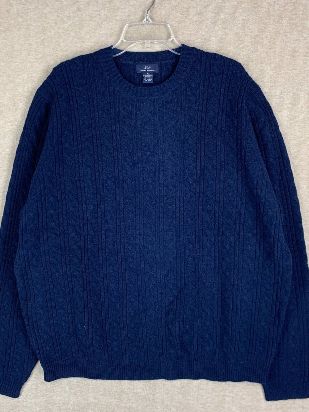 Vintage Brooks Brothers Sweater Men XL Blue Lambs Wool Cable Knit Old Money Ivy
